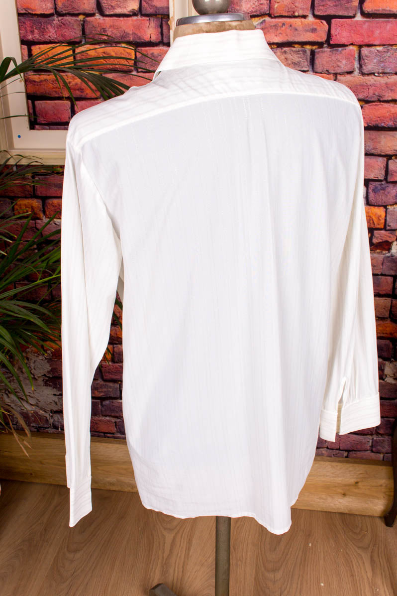 70s Nylon Hemd weiß gold
