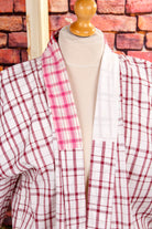 Vintage Kimono weiß rot kariert