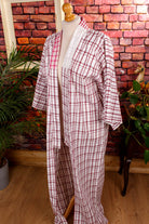 Vintage Kimono weiß rot kariert