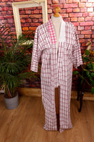 Vintage Kimono weiß rot kariert