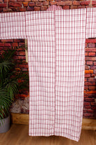 Vintage Kimono weiß rot kariert