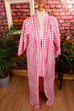 Vintage Kimono weiß rosa kariert 80er 90er Boho Frau M 40-42 rosa S 44-46 Special weiß vintageberlin.de
