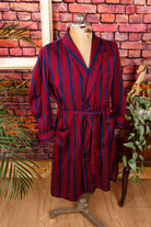 Herren Morgenrock blau rot Wollmix