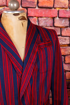 Herren Morgenrock blau rot Wollmix