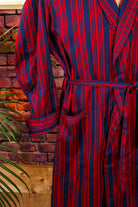 Herren Morgenrock blau rot Wollmix
