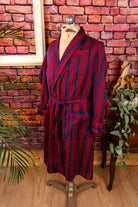 Herren Morgenrock blau rot Wollmix