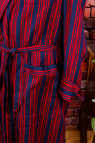Herren Morgenrock blau rot Wollmix