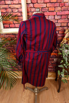 Herren Morgenrock blau rot Wollmix