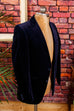 Vintage Samt Sakko nachtblau 70er Abendmode blau Boho Dandy Disco Mann S 44-46 Schlager Special vintageberlin.de