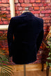 Vintage Samt Sakko nachtblau 70er Abendmode blau Boho Dandy Disco Mann S 44-46 Schlager Special vintageberlin.de