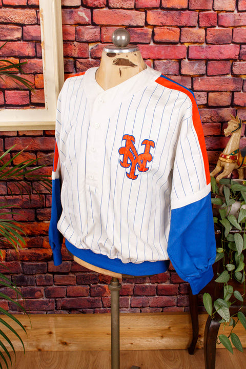 Vintage NY Mets Long Ssleeve Default Title 90er blau L 52-54 Mann Special weiß vintageberlin.de