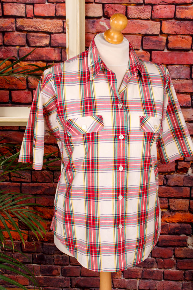 Vintage Karo Bluse rot creme