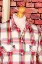 Vintage Karo Bluse rot creme
