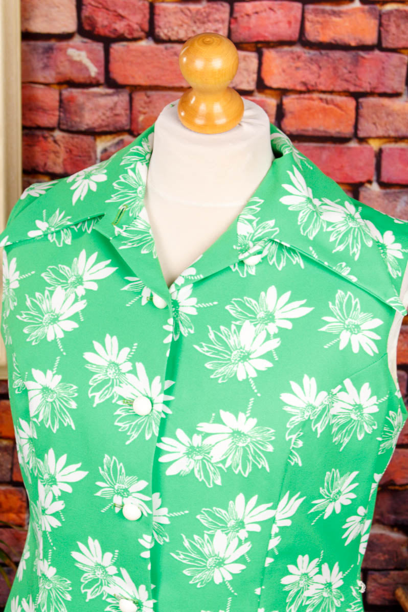 70s Schlagerkleid grasgrün