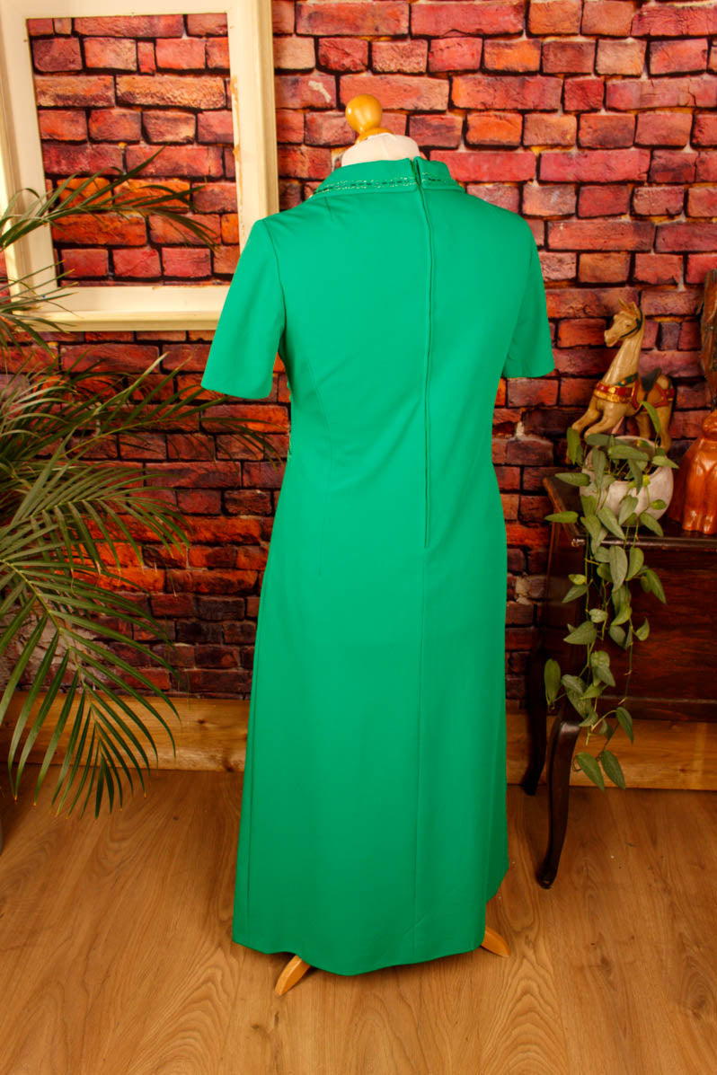 60s Abendkleid grün Megakragen