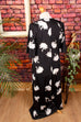 70s Maxikleid schwarz Blumen 60er 70er Abendmode Boho Frau Hippie real-boho real-disco Schlager schwarz Special XXL 52-54 vintageberlin.de
