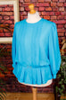 80s Chiffonbluse türkis Falten Default Title 80er blau Disco Frau L 44-46 real-80er Special türkis XL 48-50 vintageberlin.de