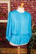 80s Chiffonbluse türkis Falten 80er blau Disco Frau L 44-46 real-80er Special türkis XL 48-50 vintageberlin.de