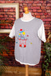 Benetton Ringelshirt Clown 90er blau Designer Frau L 44-46 Special weiß vintageberlin.de