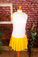 60s Minikleid weiß gelb 60er 70er Disco Frau gelb real-disco Rockabilly S 36-38 Schlager Special weiß vintageberlin.de