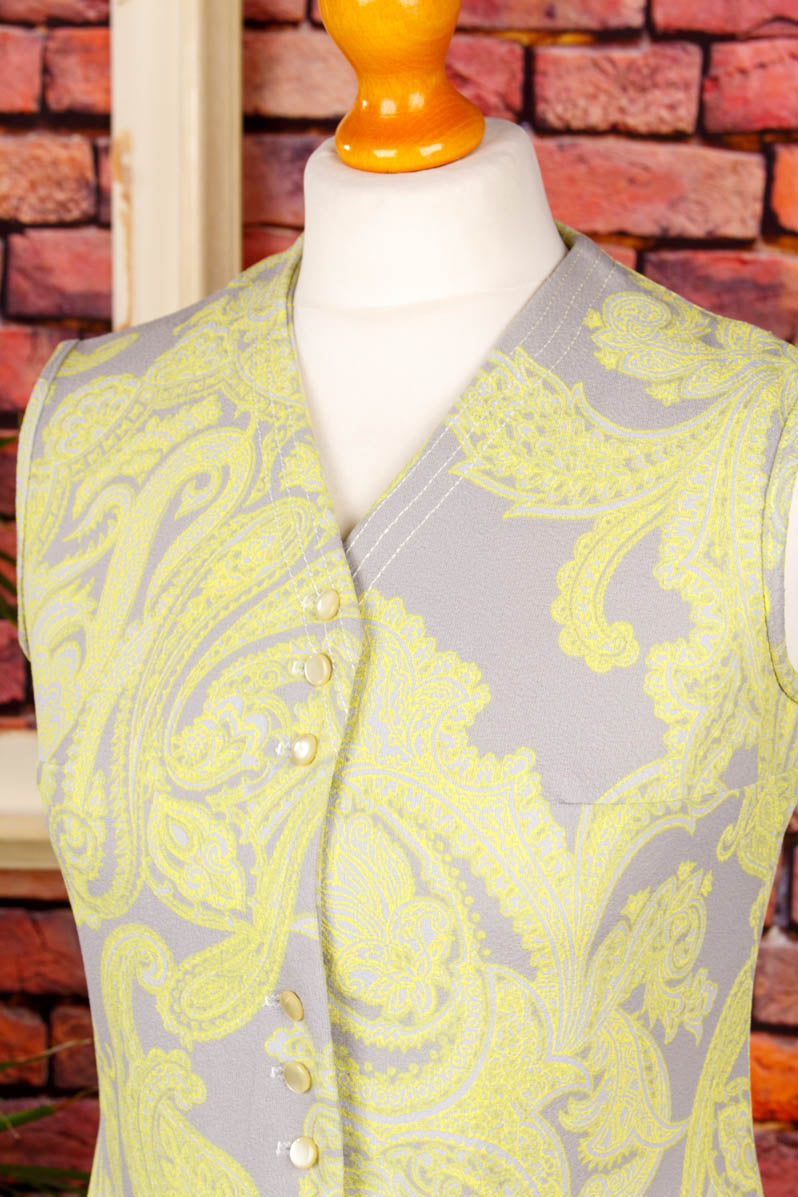 60s Minikleid neongrün Muster