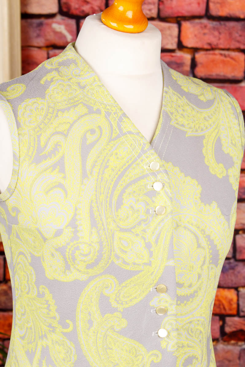 60s Minikleid neongrün Muster