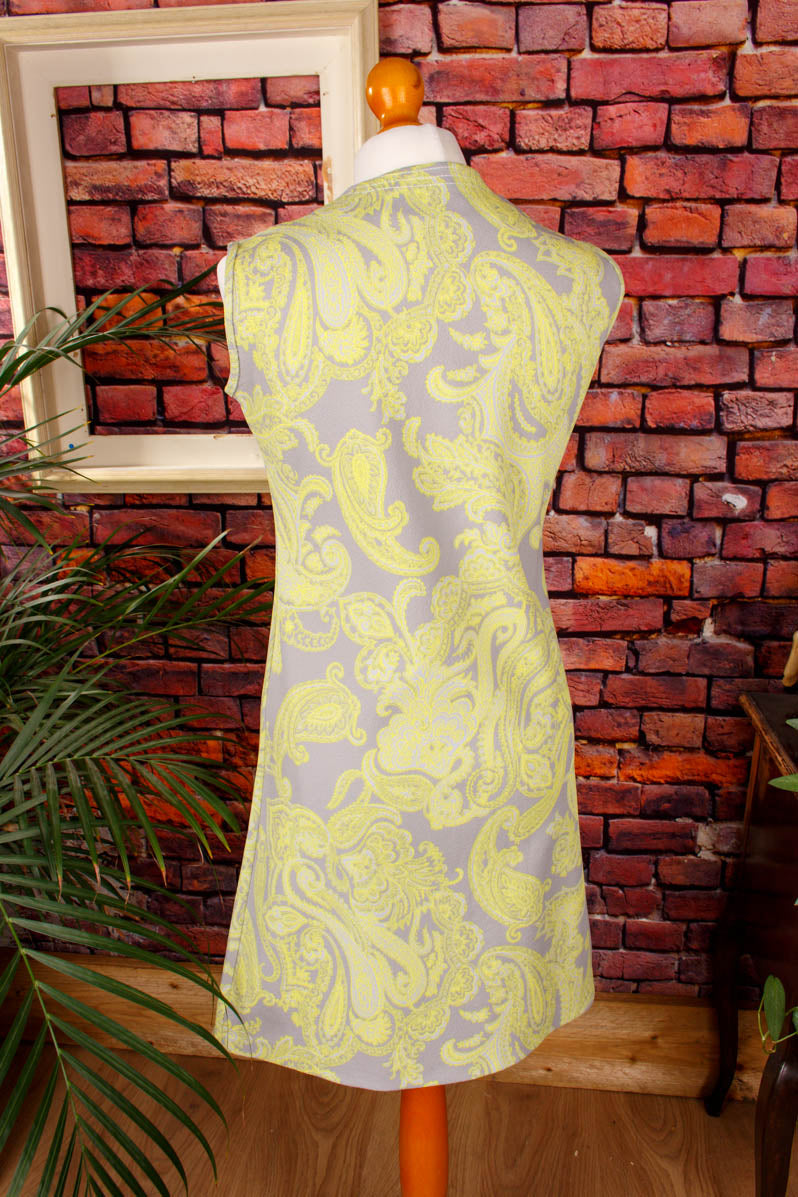 60s Minikleid neongrün Muster