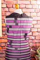 70s Glitzer Abendkleid lila Silber