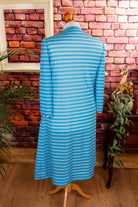 70s Stretchkleid türkis Ringel