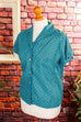 60s Hemdbluse türkis Muster 50er 60er Frau M 40-42 real-rockabilly Rockabilly Special türkis vintageberlin.de