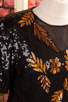 Vintage Paillettentop schwarz gold