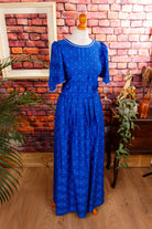 Boho Maxikleid blau Punkte