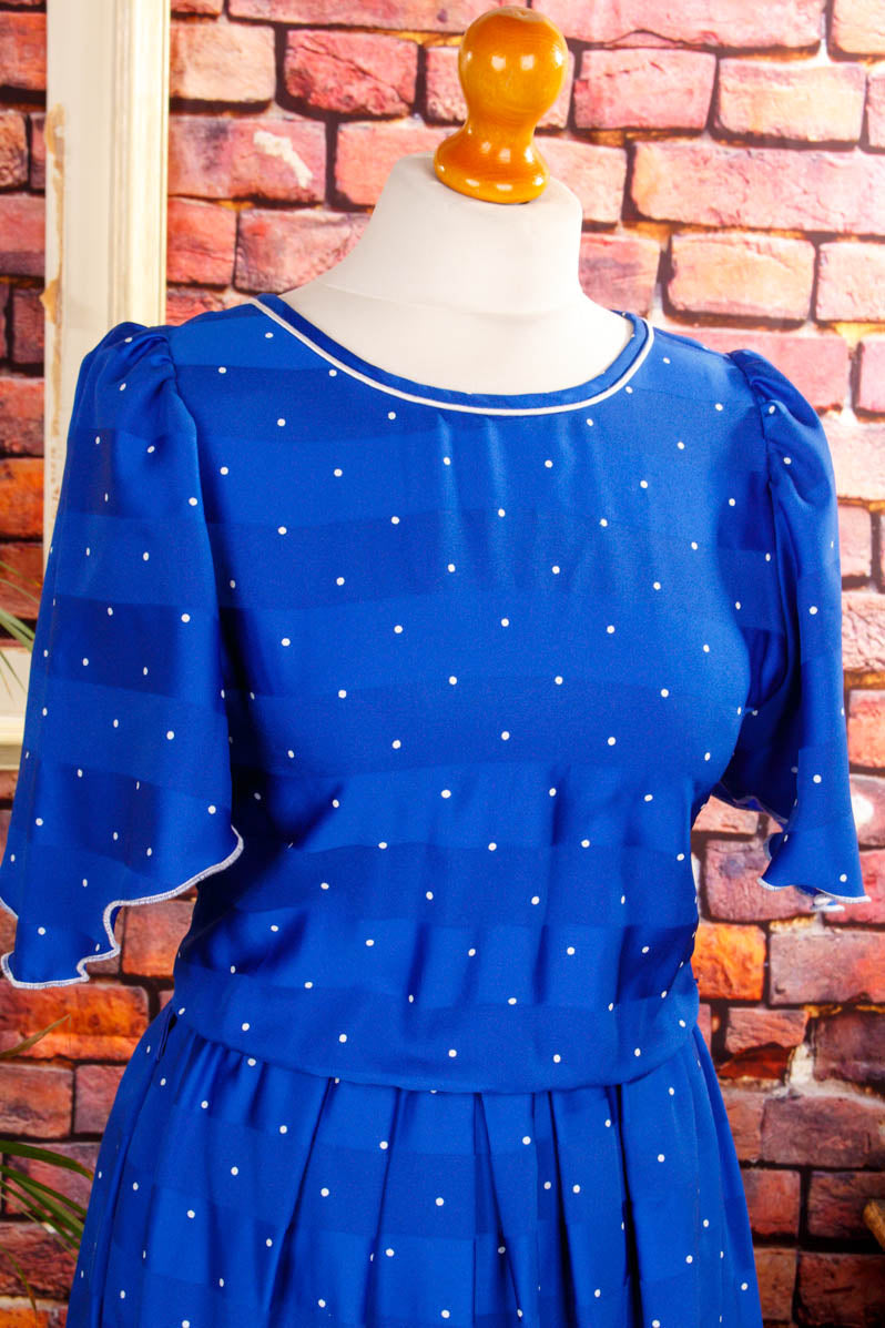 Boho Maxikleid blau Punkte