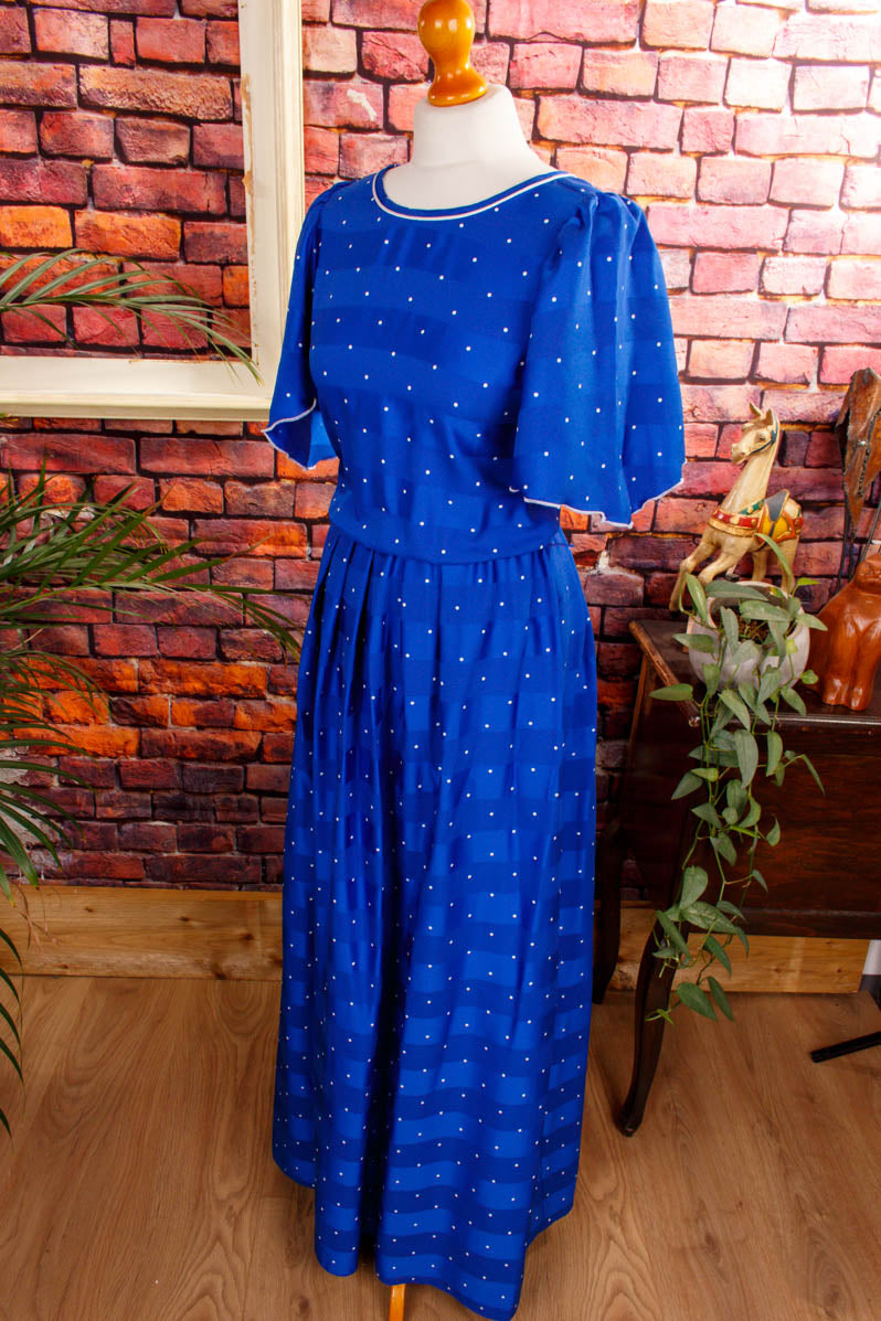 Boho Maxikleid blau Punkte