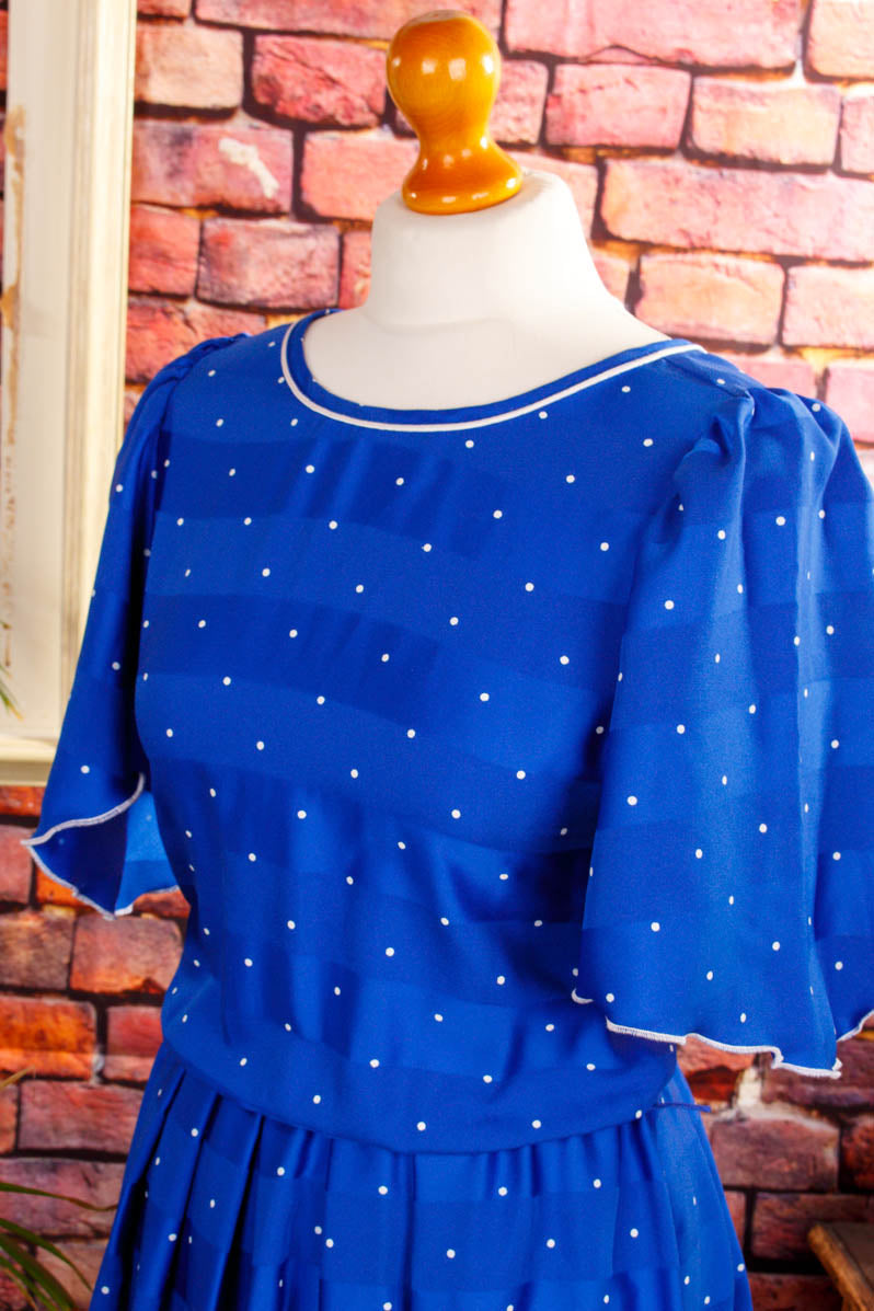 Boho Maxikleid blau Punkte