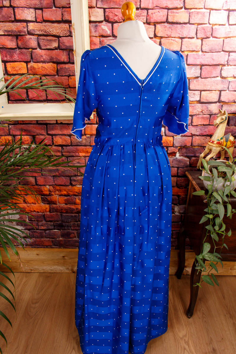Boho Maxikleid blau Punkte