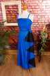 80s Abendkleid blau Rüschen Default Title 80er 90er Abendmode blau Boho Frau S 36-38 Special vintageberlin.de