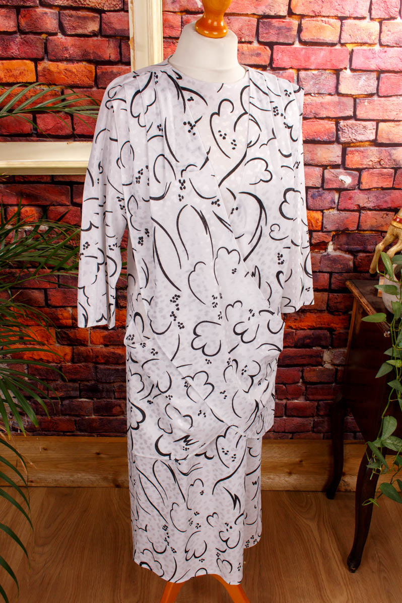 80er Power Dress weiß Muster