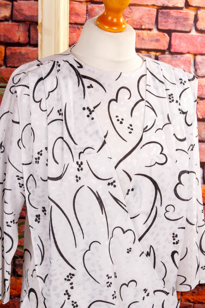 80er Power Dress weiß Muster