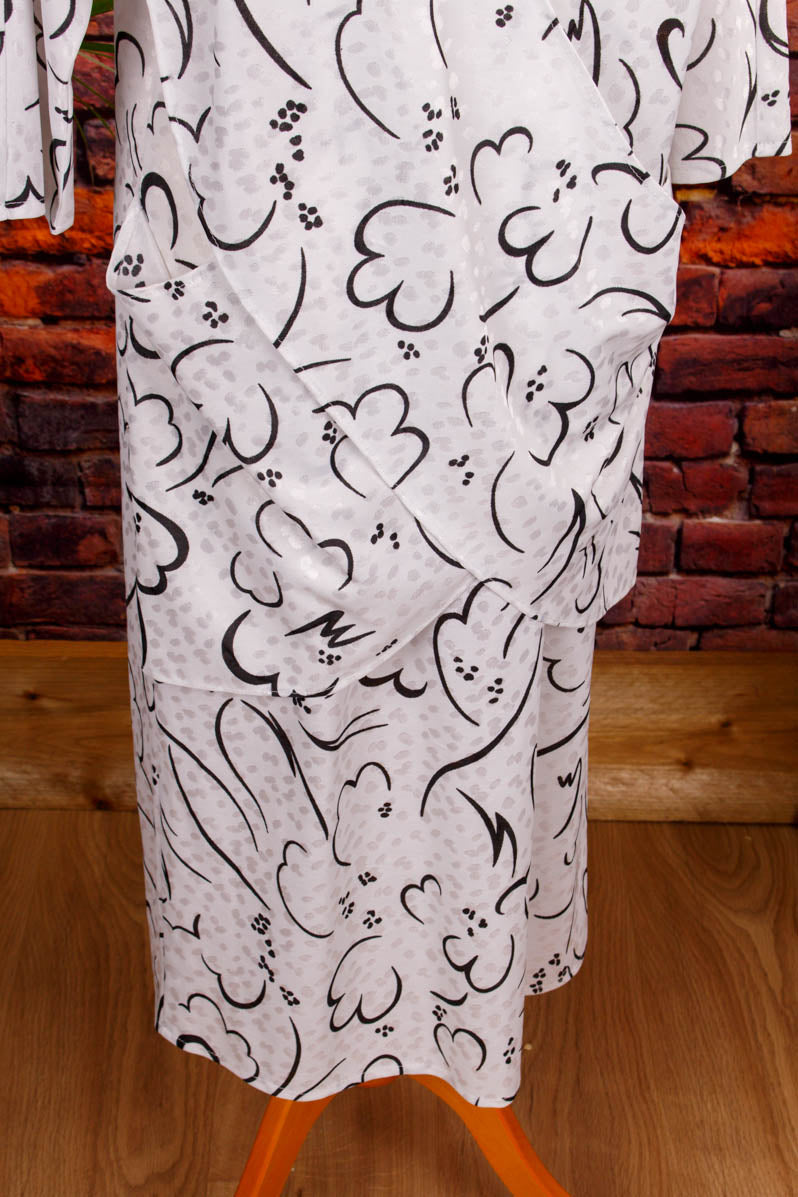 80er Power Dress weiß Muster