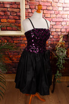 Partykleid schwarz lila Pailletten