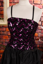 Partykleid schwarz lila Pailletten