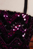Partykleid schwarz lila Pailletten