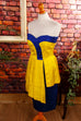 Partykleid gelb blau Schweden Default Title 90er Abendmode blau Disco Frau gelb S 36-38 Special vintageberlin.de