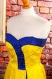 Partykleid gelb blau Schweden 90er Abendmode blau Disco Frau gelb S 36-38 Special vintageberlin.de