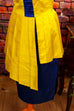 Partykleid gelb blau Schweden 90er Abendmode blau Disco Frau gelb S 36-38 Special vintageberlin.de