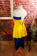 Partykleid gelb blau Schweden 90er Abendmode blau Disco Frau gelb S 36-38 Special vintageberlin.de