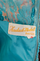 50er Kleid blau Türkis Satin Spitze