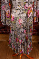 70s Plissee Kleid bunt Blumen