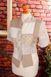 Leinenmix Bluse beige Patchwork Default Title 80er 90er beige Boho Frau Rockabilly S 36-38 Sekretärin Special weiß vintageberlin.de